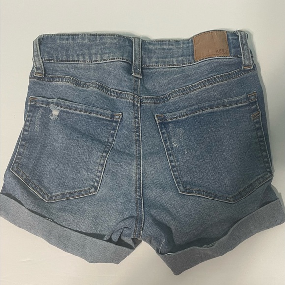 Aeropostale Jean Shorts Womens Size 0 Distressed High Rise Midi Stretch - Picture 3 of 6